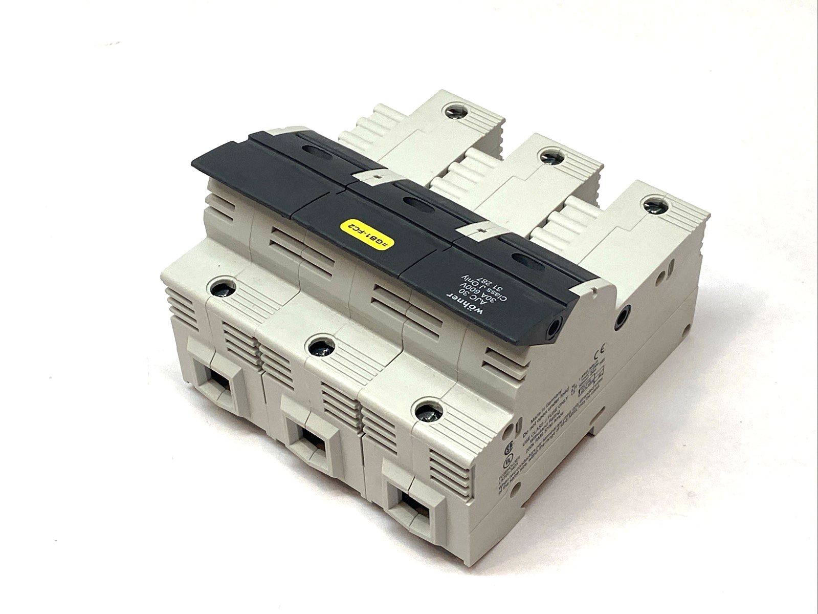 Wohner AJC 30 3-Pole Fuse Holder Class J 30A 600V w/ 3x Bussman LPJ-4SP Fuses - Maverick Industrial Sales
