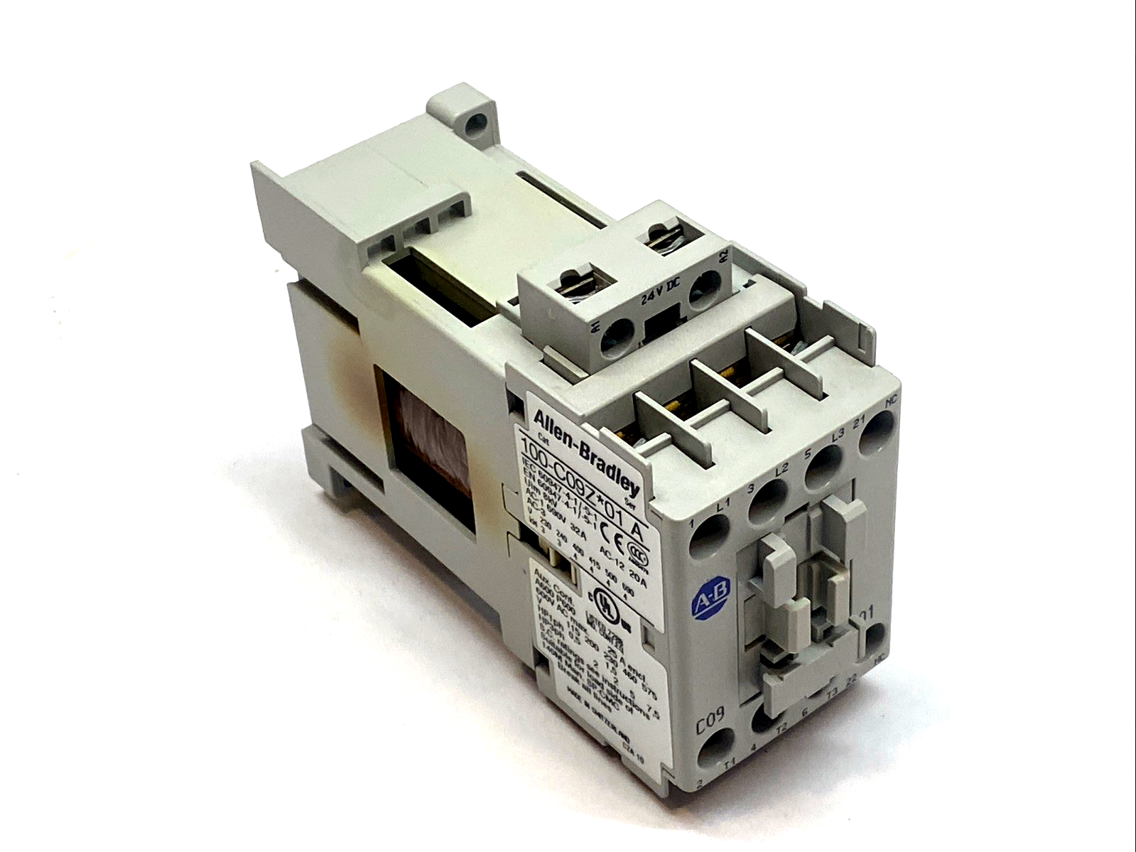 100-C09ZJ01 | Allen‑Bradley 9A 3‑Pole Contactor 24V DC Coil 600V AC IEC - Used - Maverick Industrial Sales