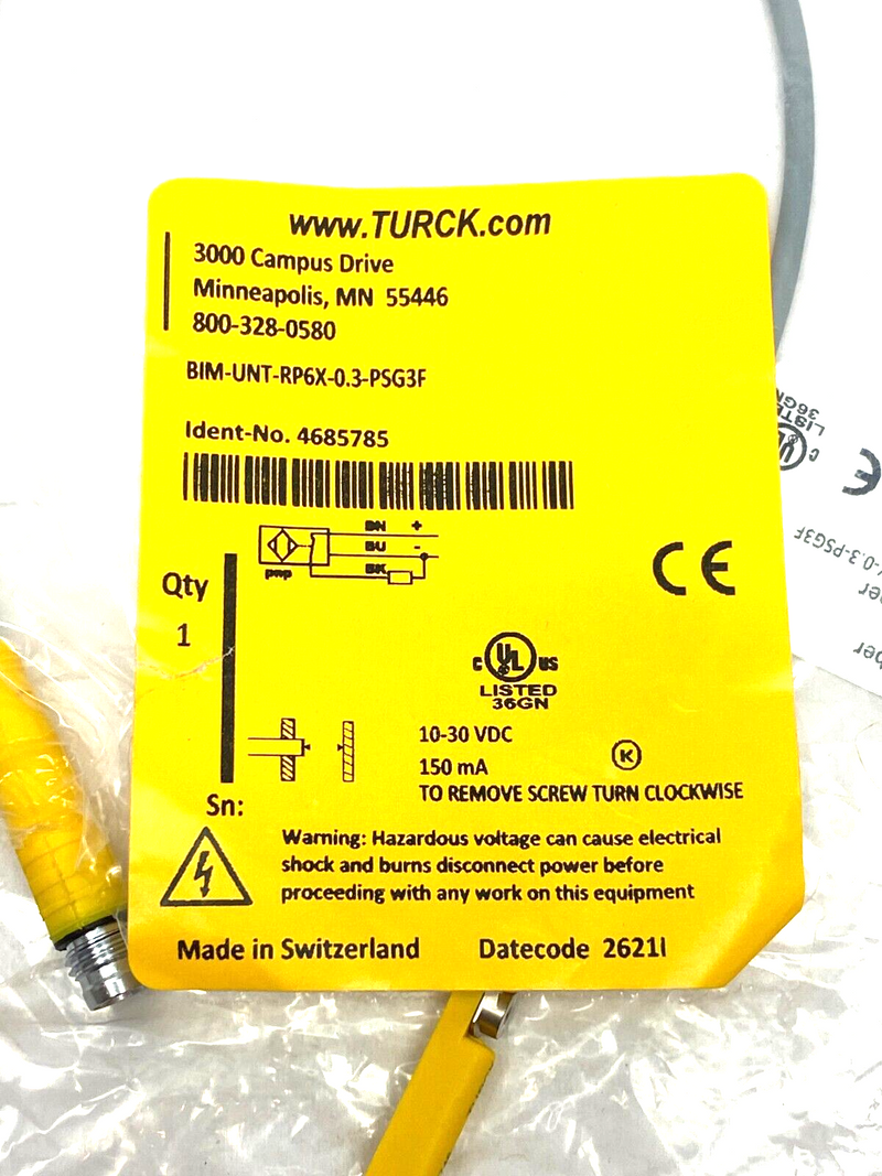 Turck BIM-UNT-RP6X-0.3-PSG3F Magnetic Field Sensor For Cylinders 4685785 - Maverick Industrial Sales