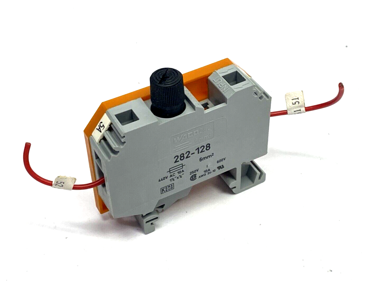 Wago 282-128 2-Conductor Fuse Terminal Block 6mm², Cage Clamp, Gray, LOT OF 4 - Maverick Industrial Sales