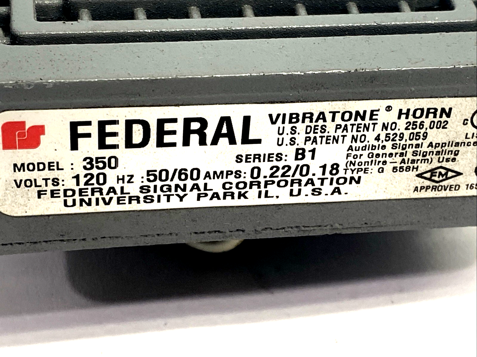 Federal Signal 350-120-30 Vibratone Horn Model 350 Series B1 120V, 110 dBa 1m - Maverick Industrial Sales