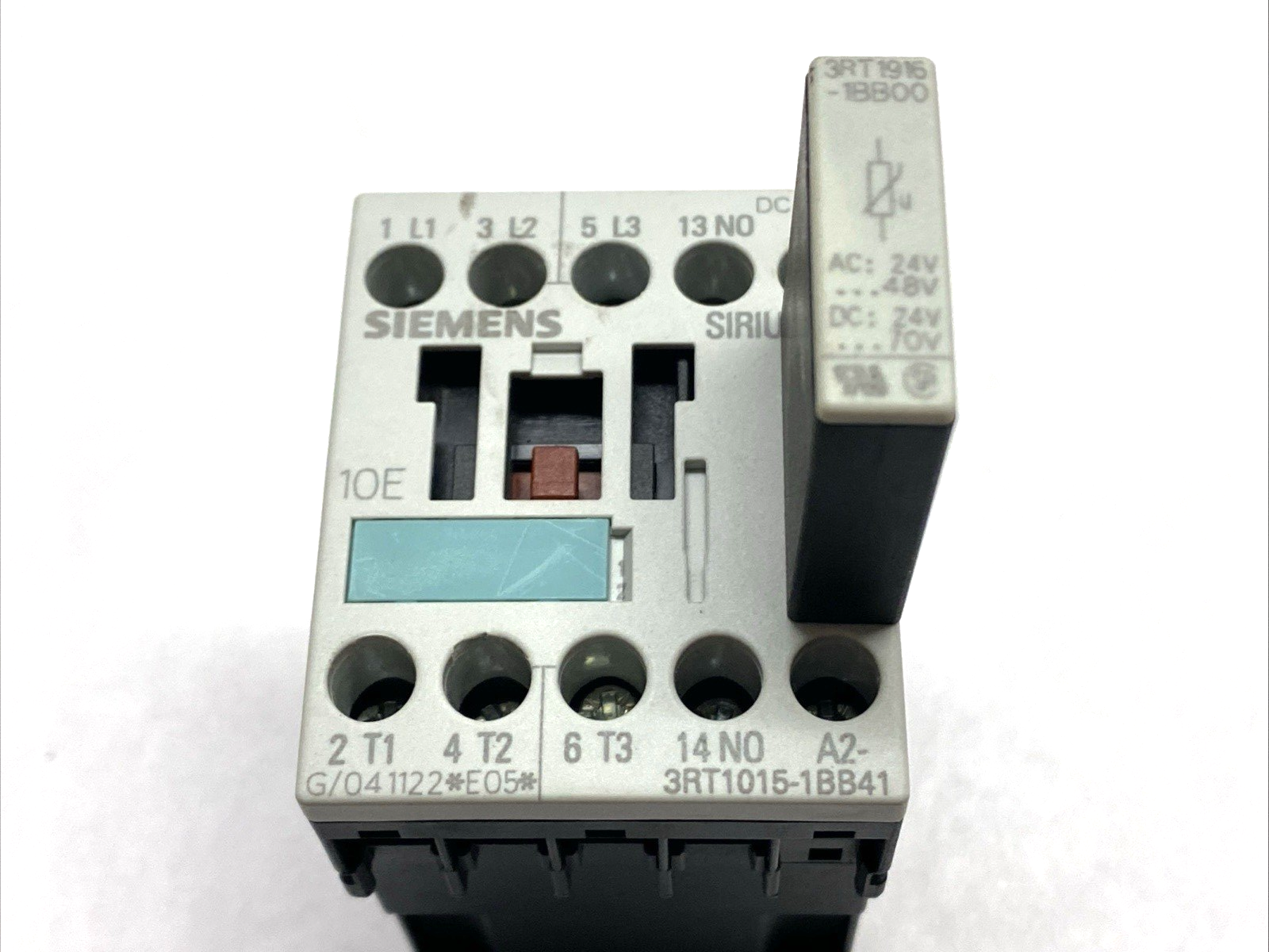 Siemens 3RT1015-1BB42 IEC Contactor w/ 3RT1915-1BB00 Varistor 24VDC - Maverick Industrial Sales