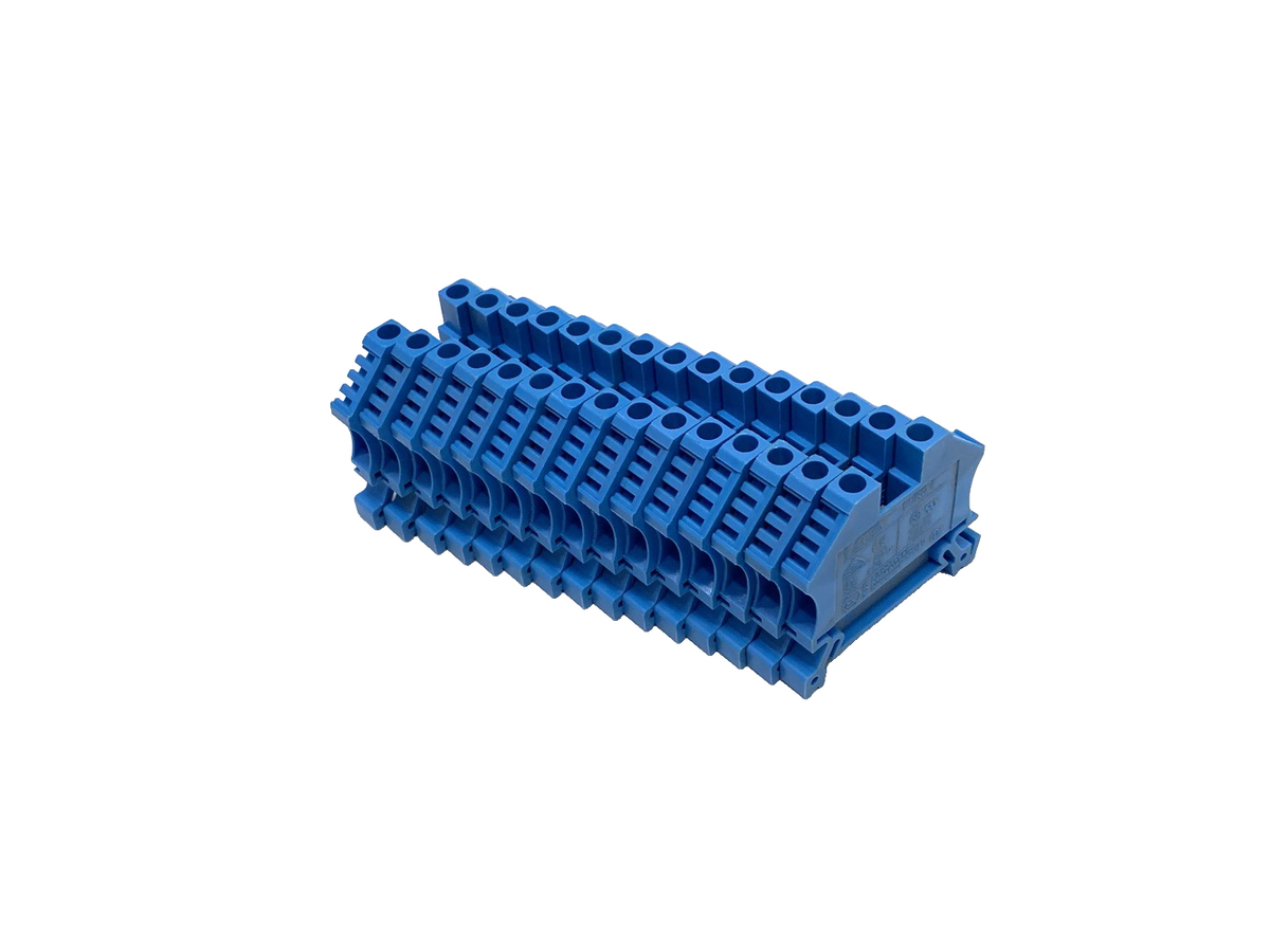 Morsettitalia 43409-BL Euro 4 Terminal Block, Single Level, Blue LOT OF 15 - Maverick Industrial Sales