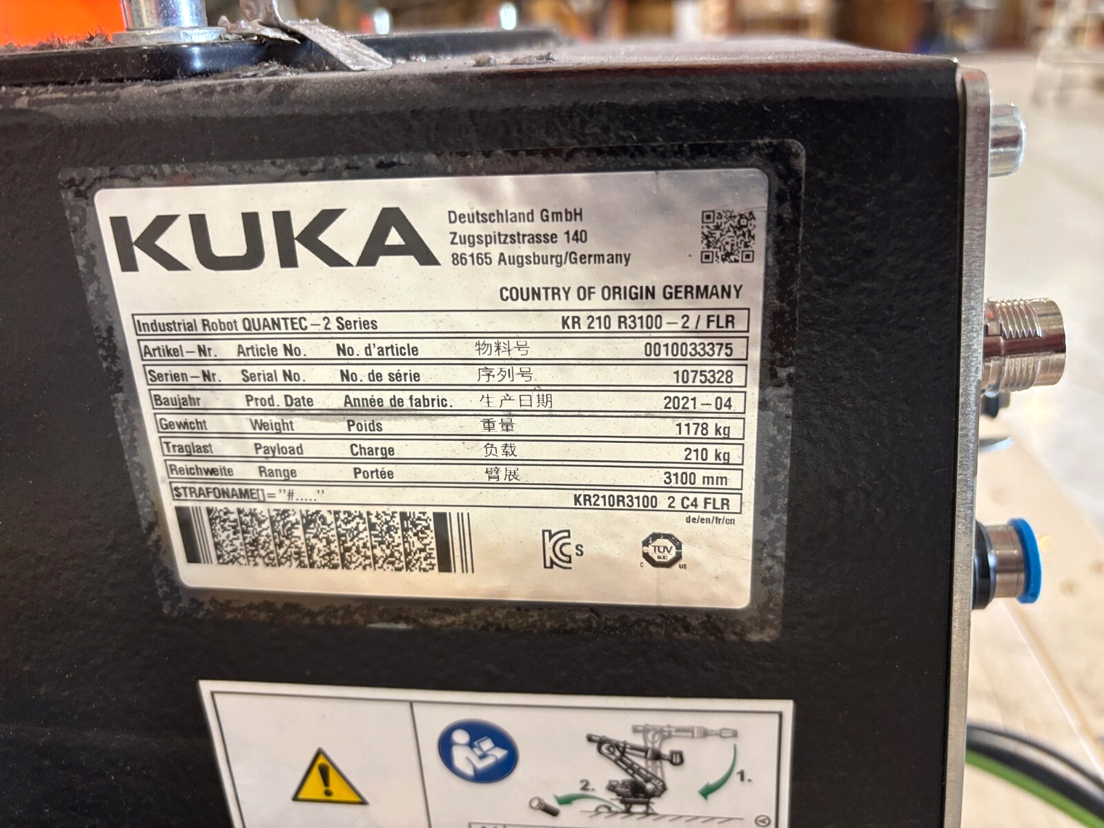 Kuka KR 210 R3100-2 / FLR Robot System w/ KR C4 NA UL Cabinet Controller, 2021 - Maverick Industrial Sales