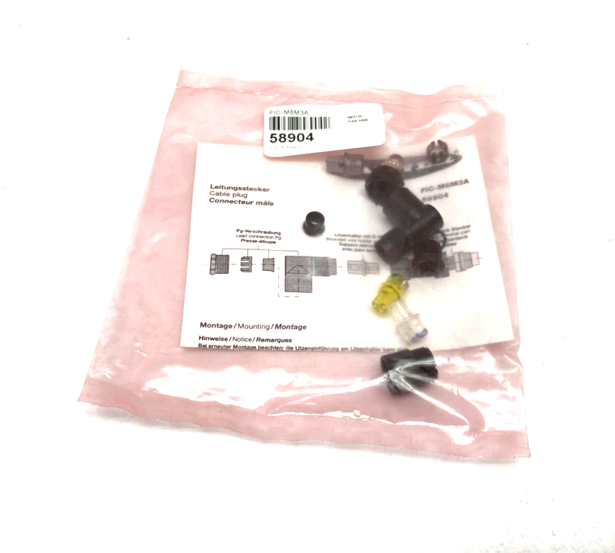 FIC-M8M3A,58904 | Banner FIC-M8M3A Field Wireable Connector Right Angle Male 3-Pin 58904 - New - Maverick Industrial Sales