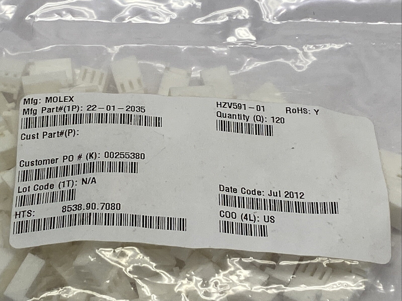 Molex 22-01-2035 Header Housing Connector 3-Position PKG OF 120 - Maverick Industrial Sales