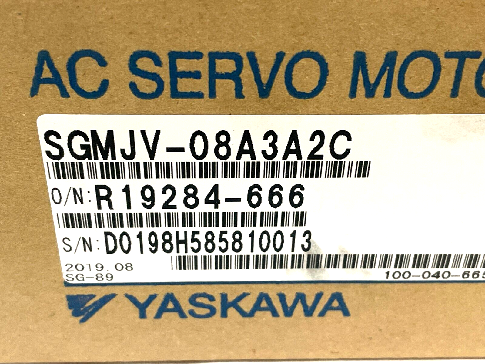 Yaskawa SGMJV-08A3A2C Servo Motor 6000rpm 2.39Nm Torque - Maverick Industrial Sales