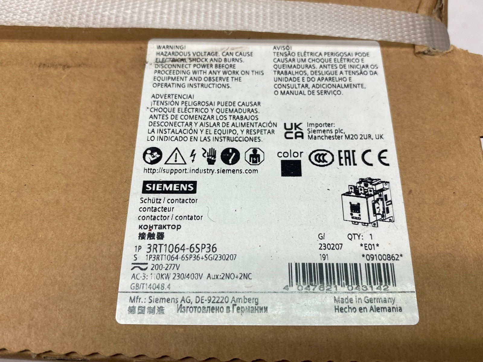 Siemens 3RT1064-6SP36 SIRIUS Power Contactor 3-Pole AC-3e/AC-3 225 A - Maverick Industrial Sales