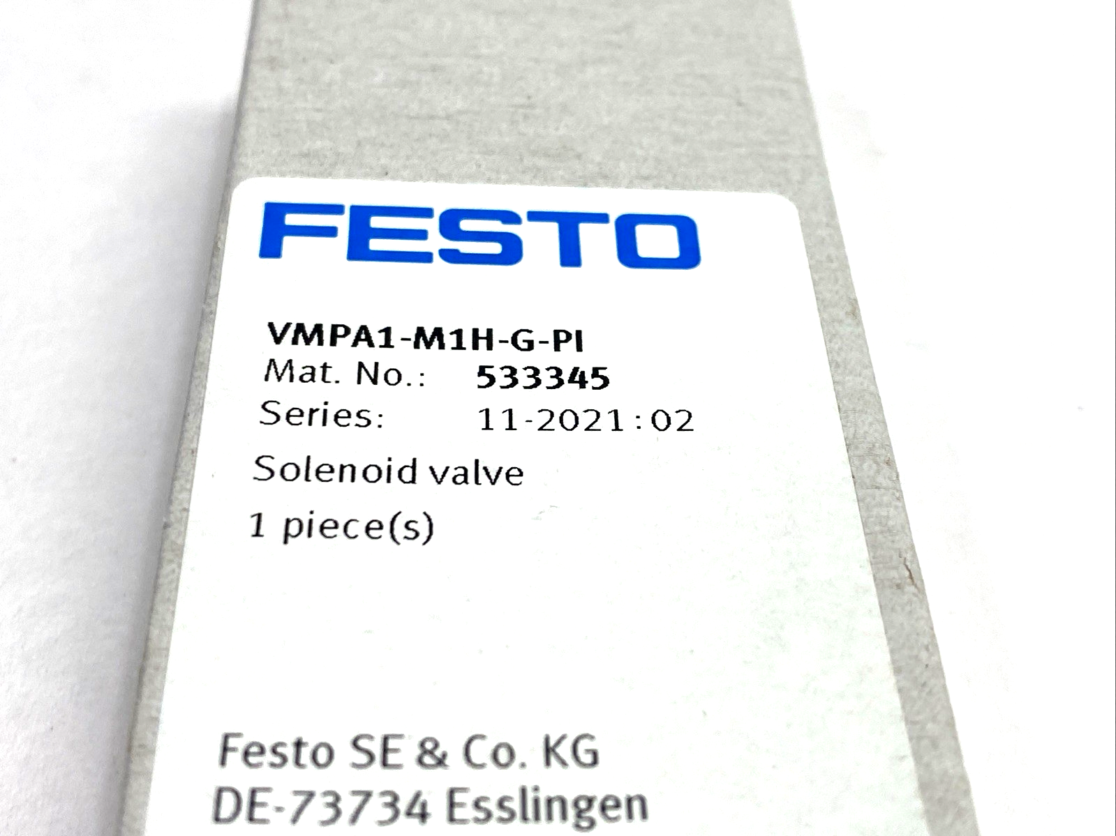 Festo VMPA1-M1H-G-PI Air Solenoid Valve 5/3, Closed 533345 - Maverick Industrial Sales