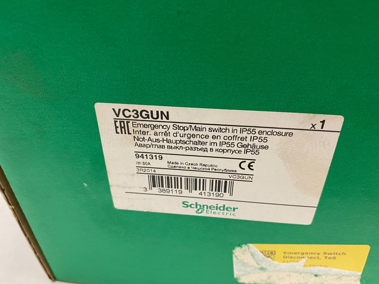 Schneider Electric VC3GUN Enclosed Emergency Switch IP55 480/600V 941319 - Maverick Industrial Sales
