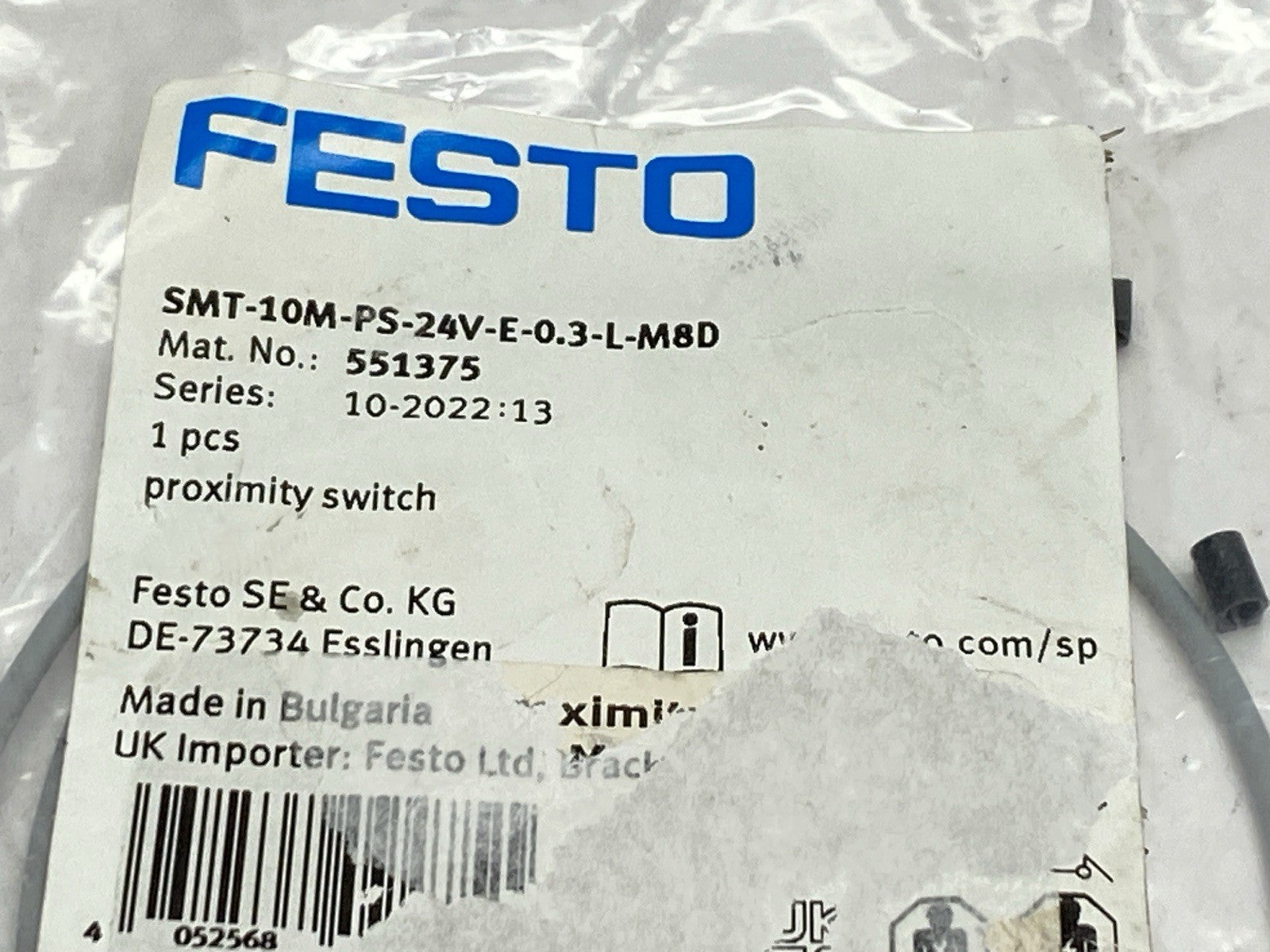 Festo SMT-10M-PS-24V-E-0.3-L-M8D Proximity Sensor Switch 551375 - Maverick Industrial Sales