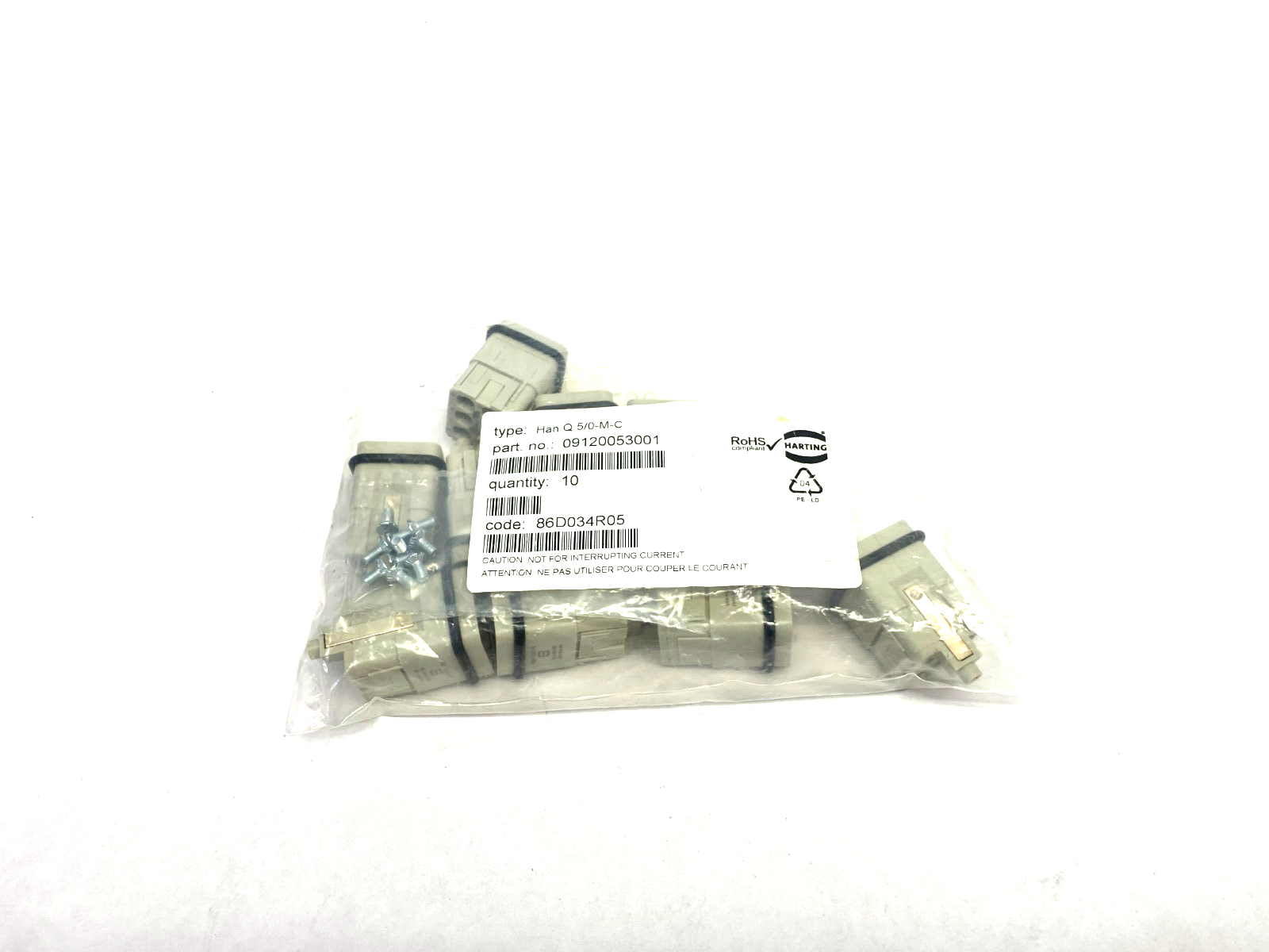 Harting 09120053001 Crimp Termination Module Han Q5/0-M-C PKG OF 10 - Maverick Industrial Sales