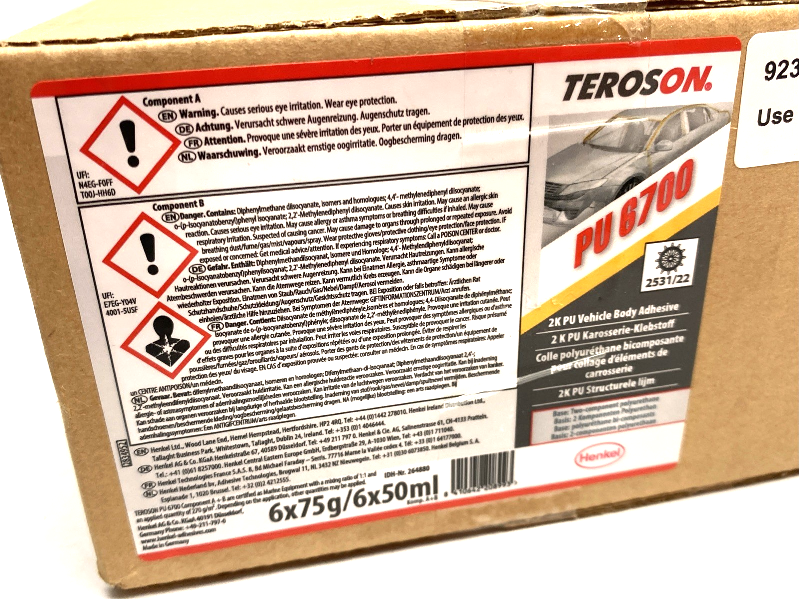 TEROSON PU 6700 | Henkel 2-Component Multipurpose Bonding Adhesive, BOX OF 6 75g - New - Maverick Industrial Sales