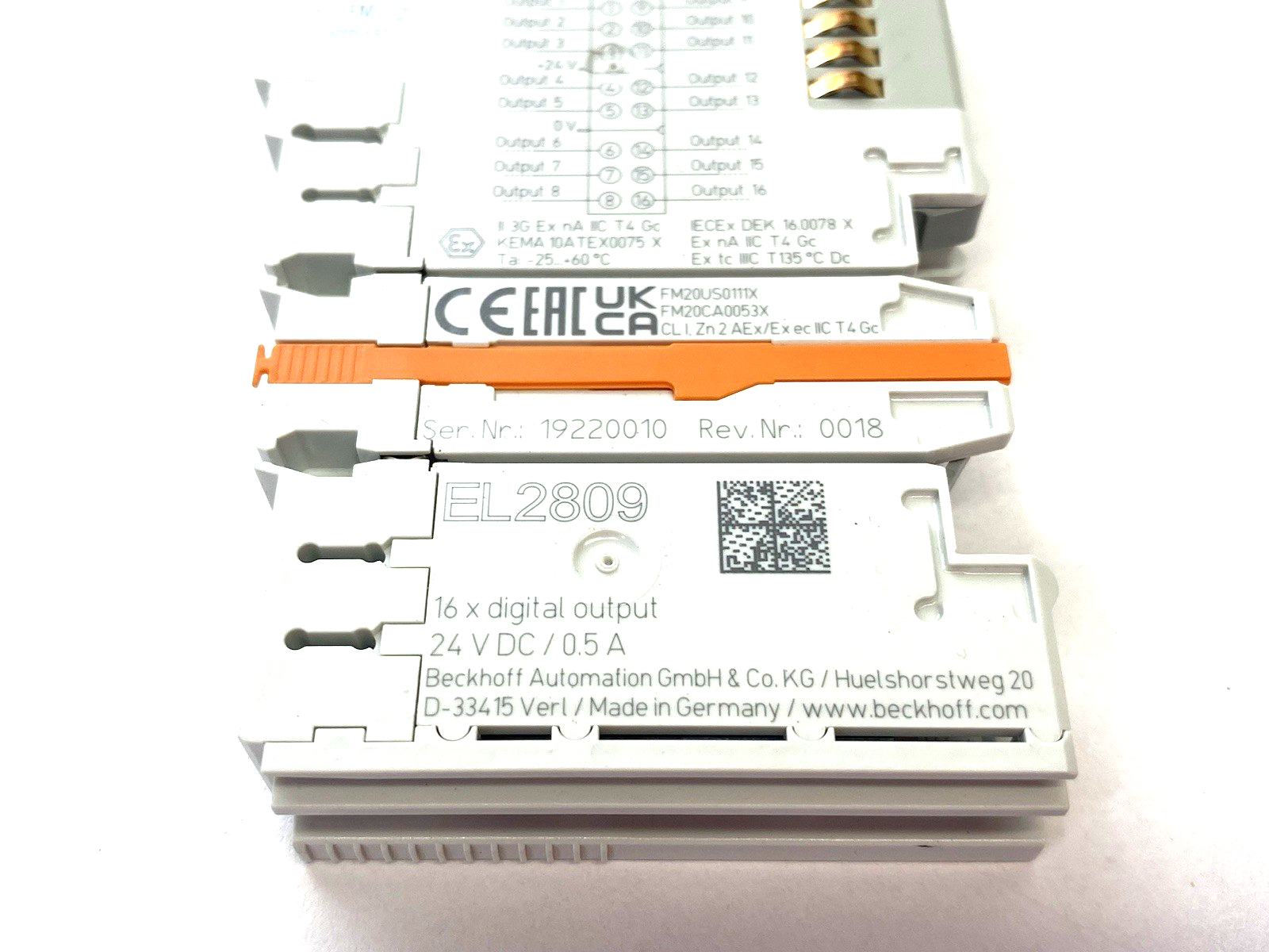 EL2809 | Beckhoff EtherCAT 16-Channel Digital Output Terminal 24VDC/0.5A - Used - Maverick Industrial Sales