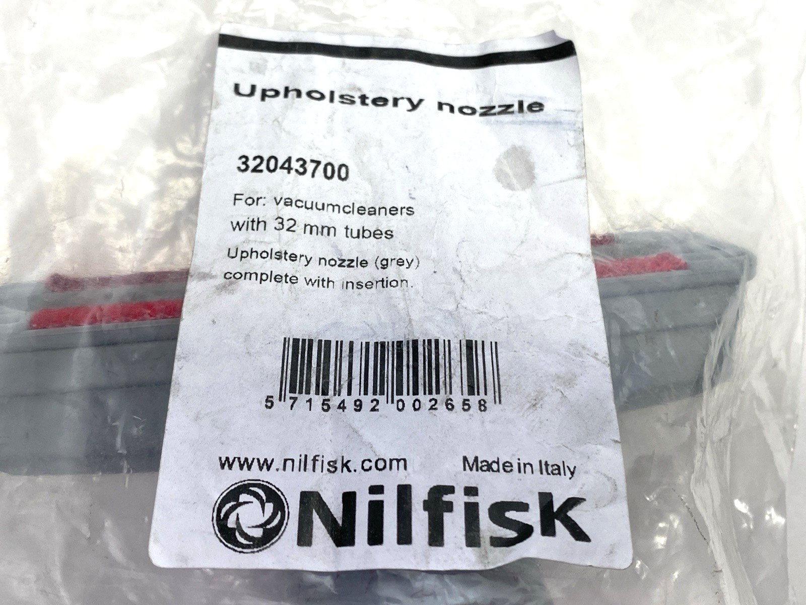 Nilfisk 32043700 Gray Upholster Nozzle for 32mm Tube Vacuum Cleaners SHELFWARE - Maverick Industrial Sales