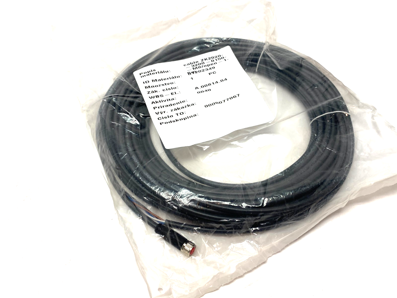 Beckhoff ZK2020-3200-0150 Single Ended Power Cable M8 Straight 4-Pin 15m 075615 - Maverick Industrial Sales