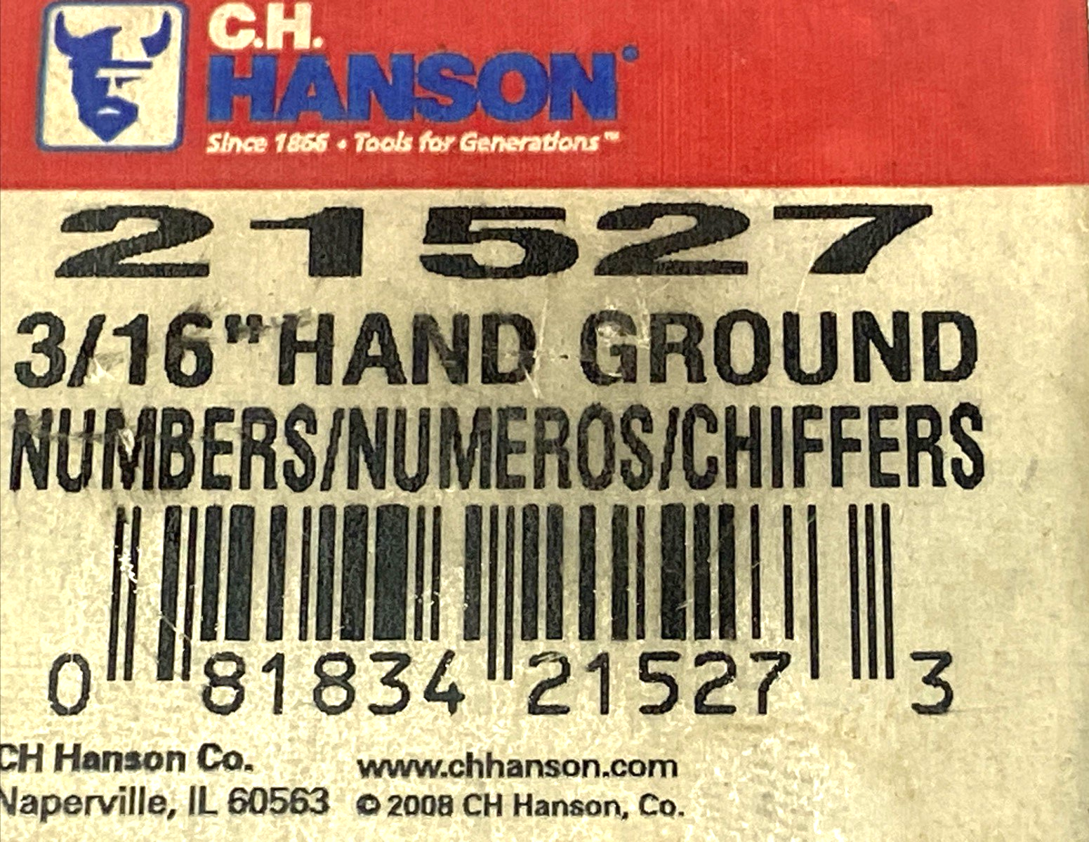 CH Hanson 21527 Number Steel Stamp Set 3/16" Hand Ground Numbers SET OF 9 - Maverick Industrial Sales