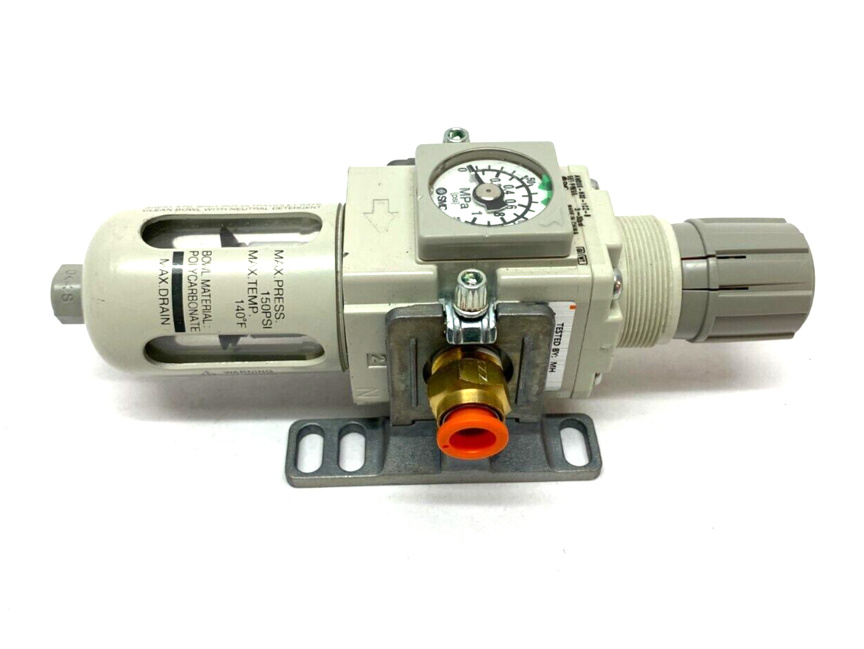 SMC AW20K-N02-1CZ-B Modular Filter Regulator 3~30psi Set Press w/ Dual Spacers - Maverick Industrial Sales