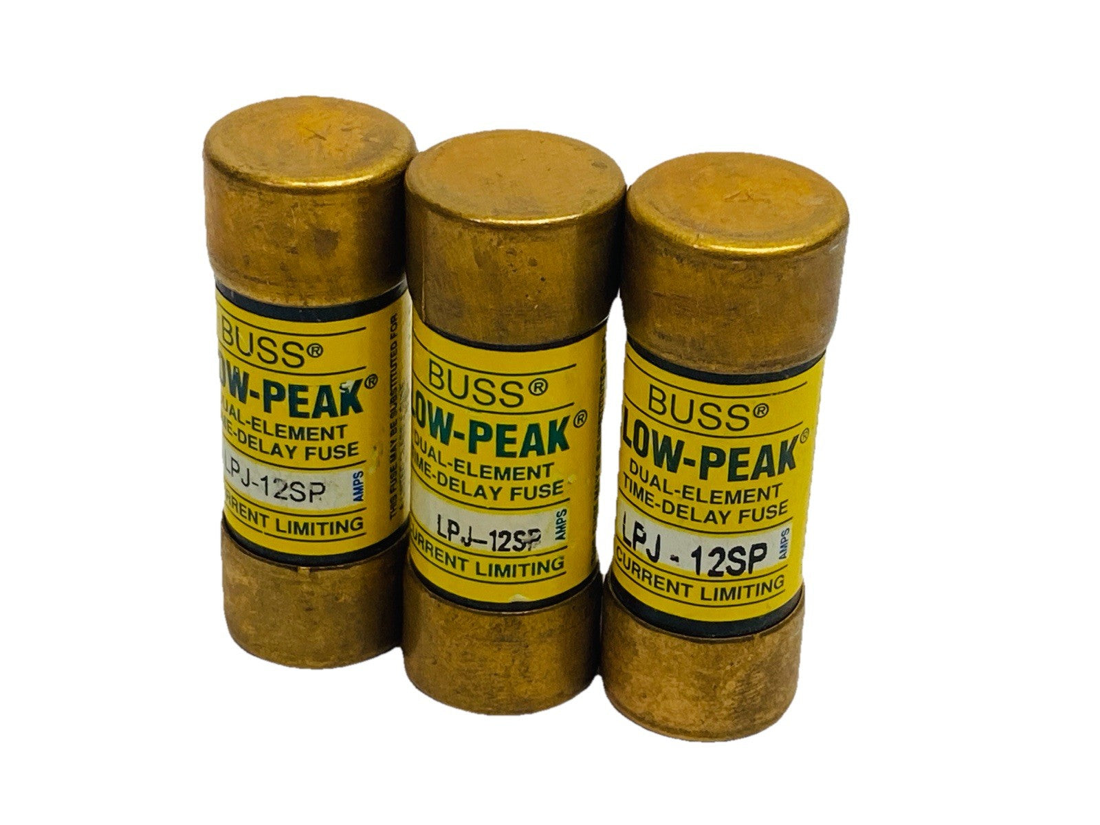 Bussmann LPJ-12SP Time Delay Class J Fuse 12A 600VAC LOT OF 3 - Maverick Industrial Sales