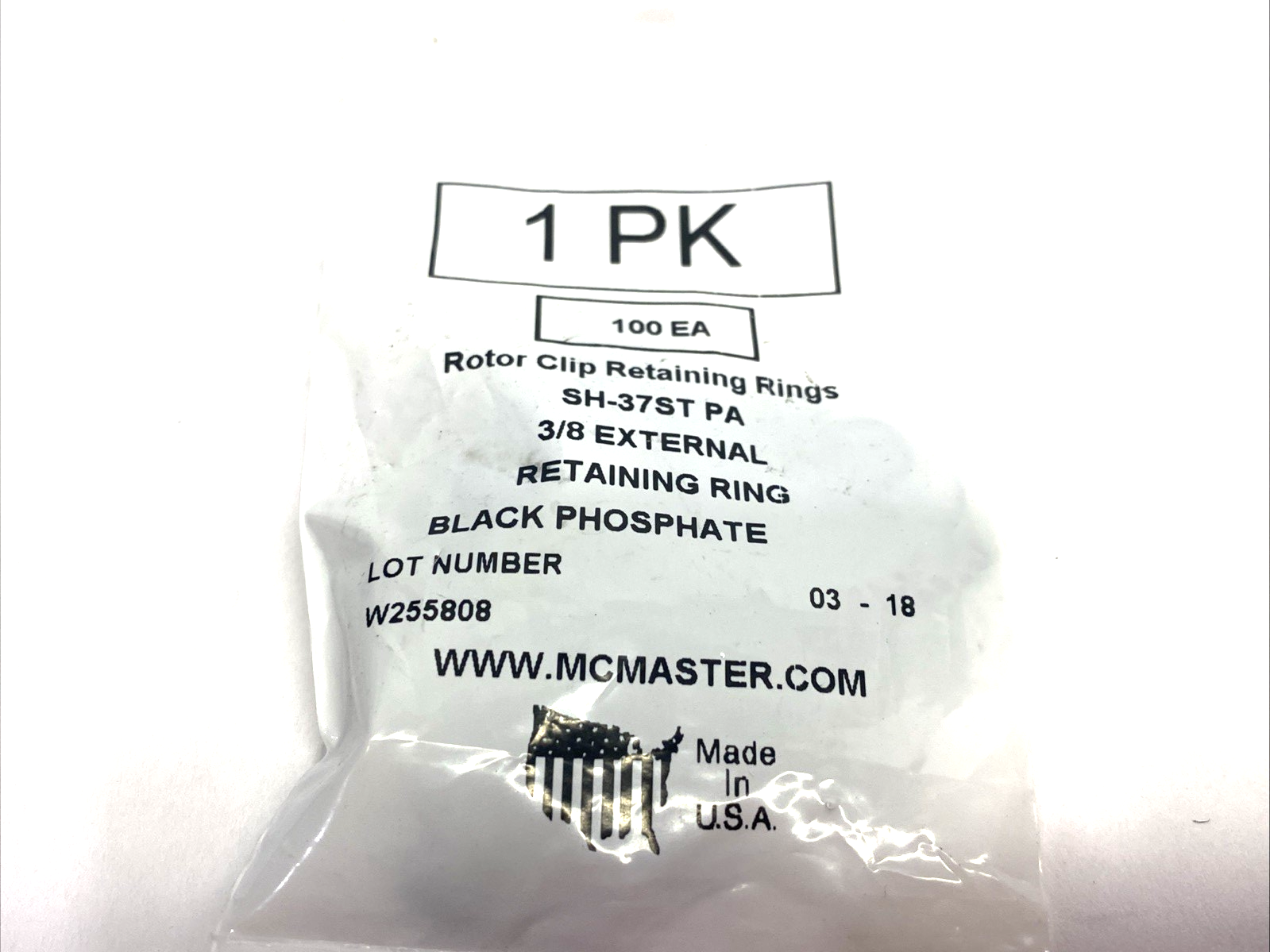 97633A170 External Retaining Ring for 3/8" OD, SH-37ST PA, 100-PACK - Maverick Industrial Sales