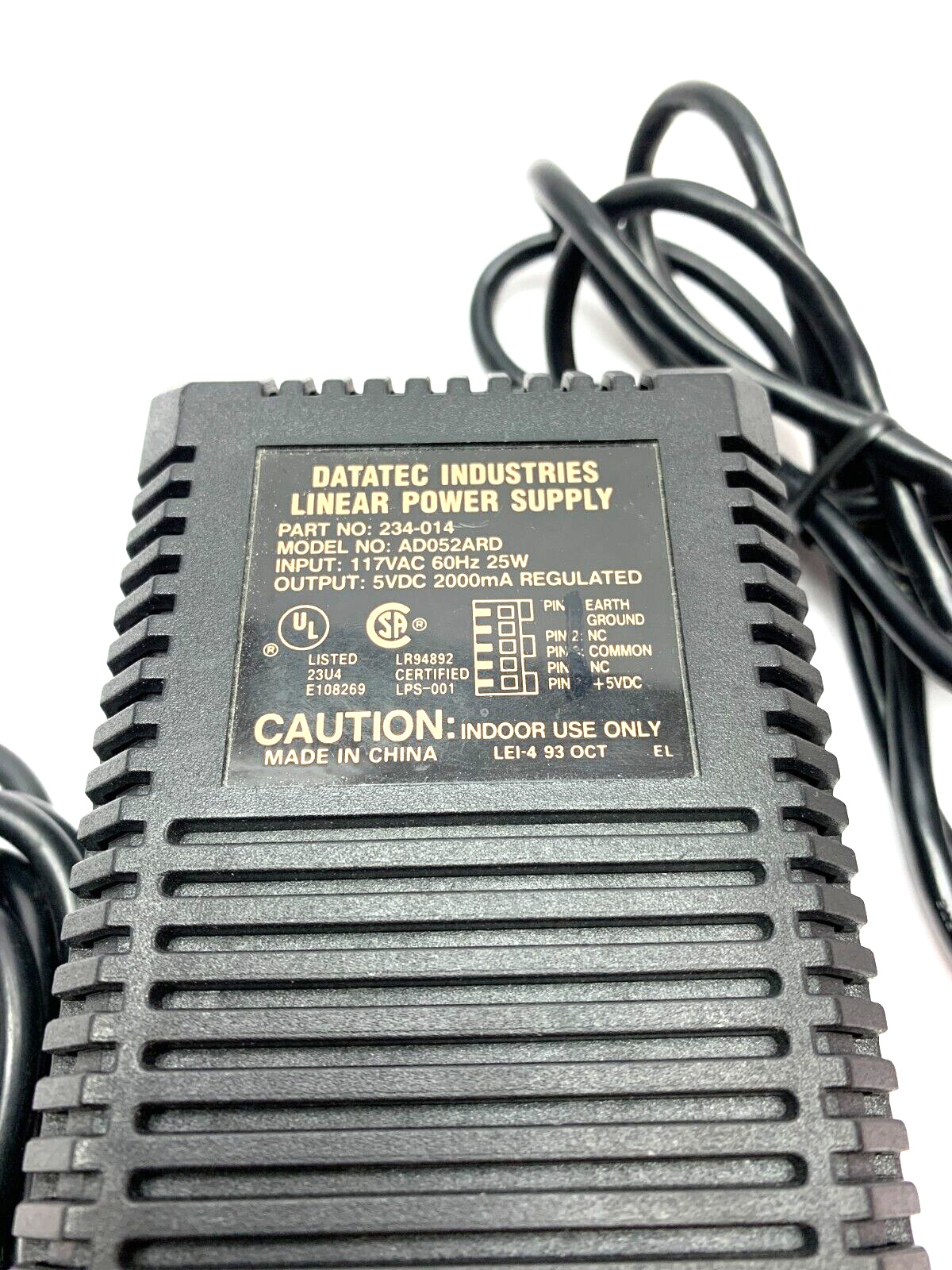 DataTec Industries 234-014 Linear Power Supply 117VAC 60Hz 25W AD052ARD - Maverick Industrial Sales