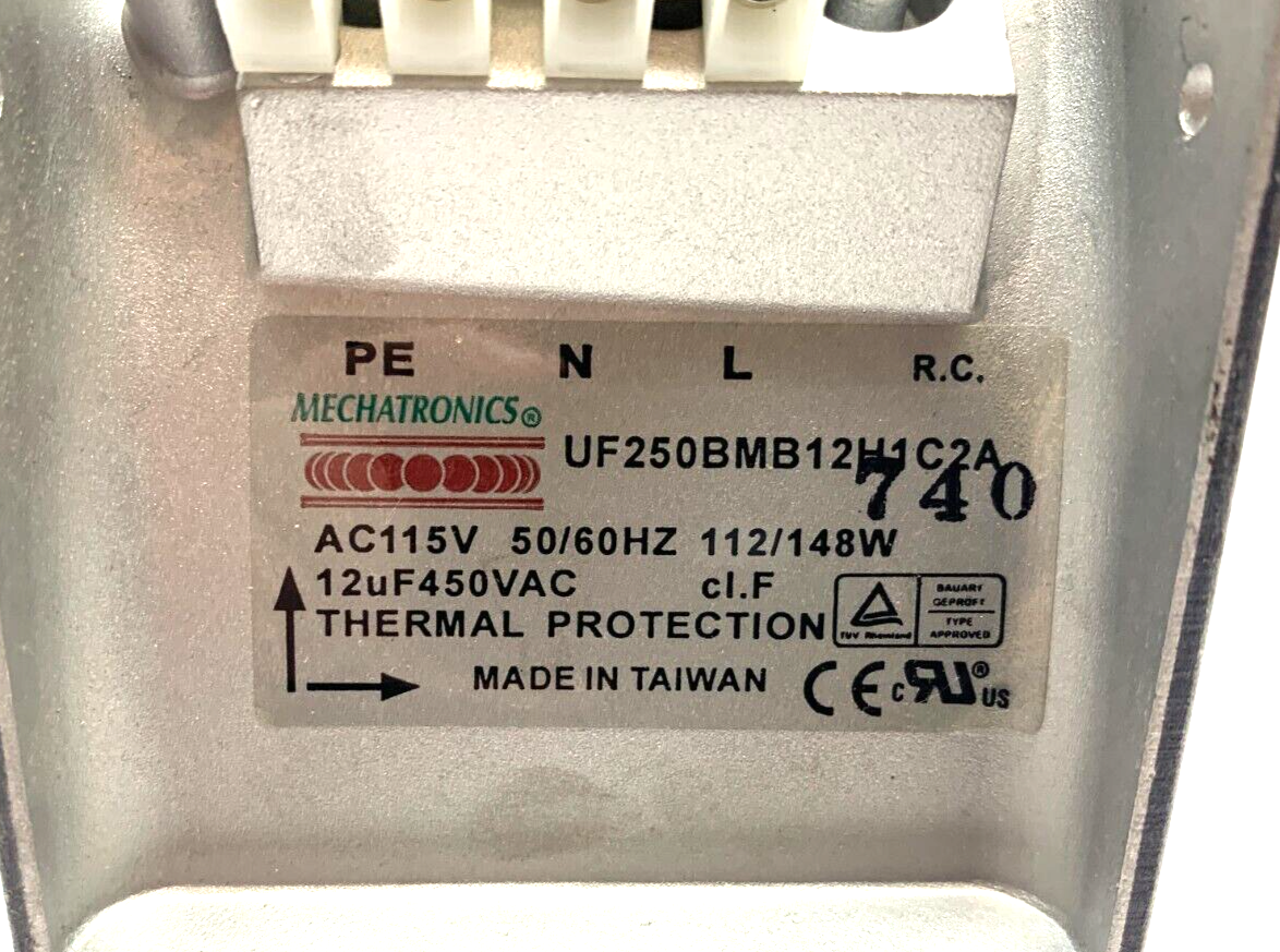 Mechatronics UF250BMB12H1C2A Axial Fan w/ Thermal Protection AC115V - Maverick Industrial Sales