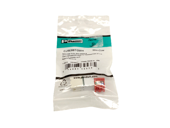 Panduit CJ5E88TGWH Mini-Com Cat 5e UTP RJ45 TG-Style Jack Module 22-24 AWG - Maverick Industrial Sales