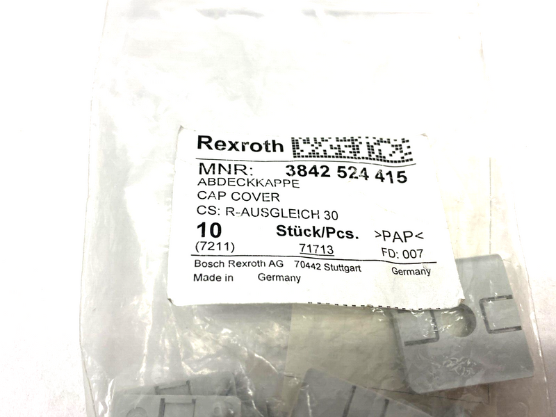 Bosch Rexroth 3842524415 Extrusion Profile Cap Cover Grey PKG OF 10 - Maverick Industrial Sales