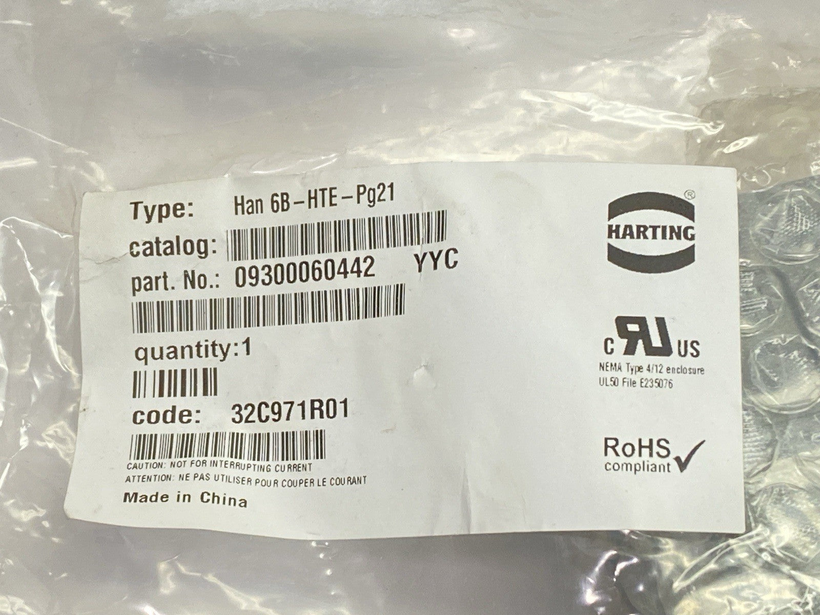 09300060442 | Harting YYC Heavy Duty Connector Hood Han 6B-HTE-Pg21 - New - Maverick Industrial Sales