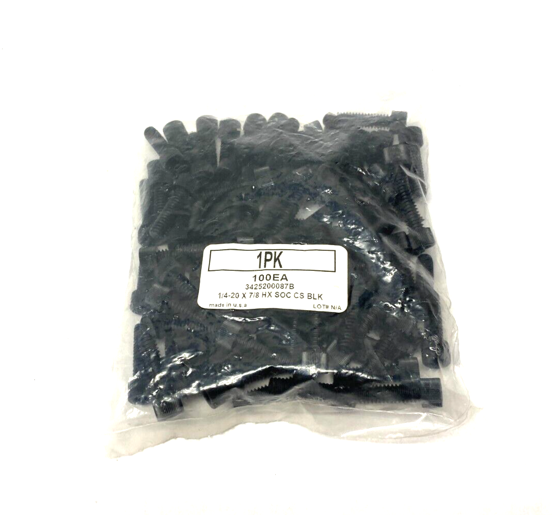 Essentra 3425200087B Nylon Hex Socket Cap Screw Black 1/4-20 x 7/8 PKG OF 100 - Maverick Industrial Sales