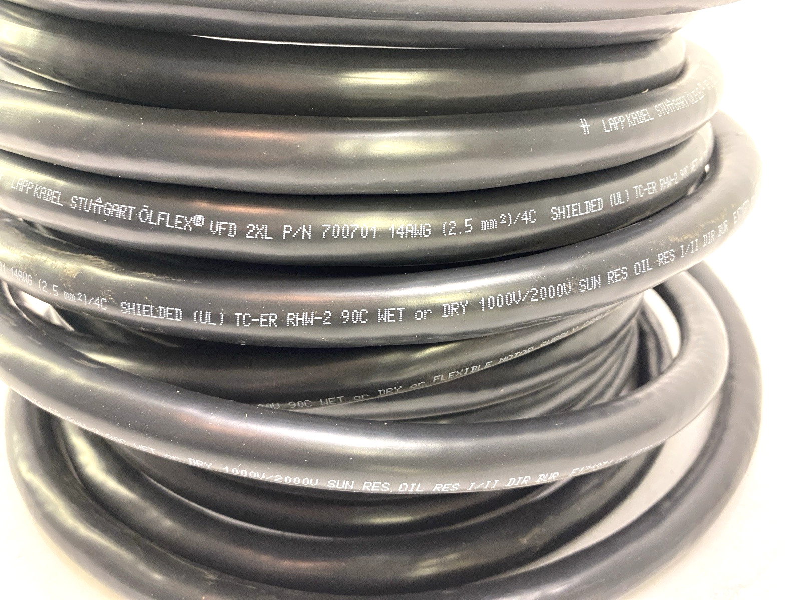 LAPP 700701 Cable OLFLEX VFD 2XL 4G2,5 55.0 FT 4C 14 AWG Black - Maverick Industrial Sales