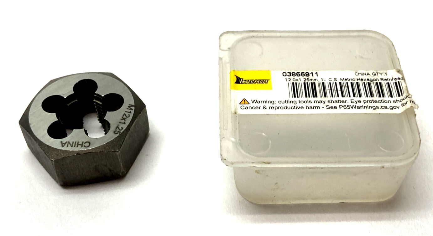 Interstate 03866811 Metric Hexagon Rethreading Die Carbon Steel 12.0 x 1.25mm - Maverick Industrial Sales