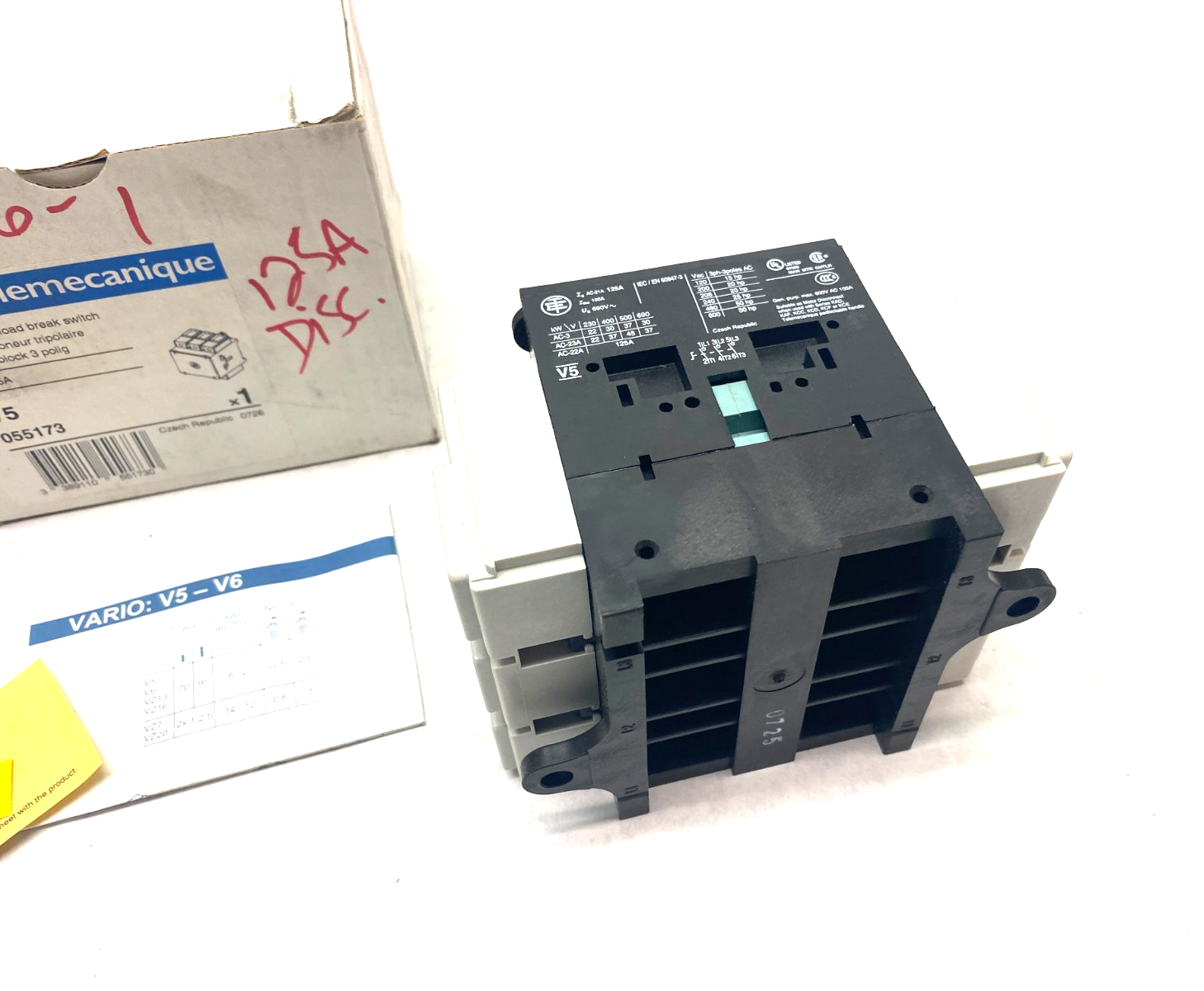 Telemecanique 055173 Isol. Load Break Switch V5 3-Pole 125A - Maverick Industrial Sales