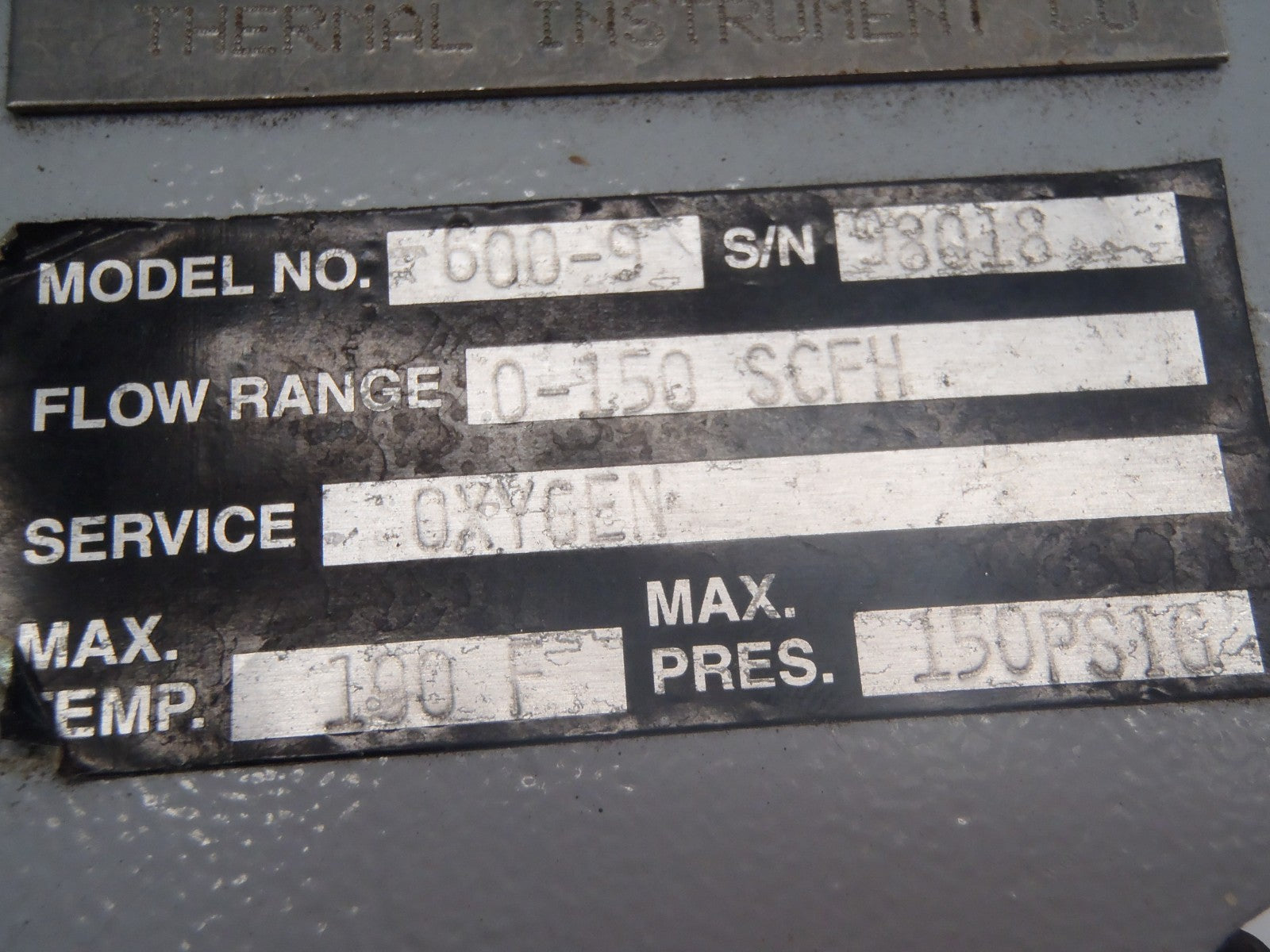 600-9 | Thermal Instruments Model Flow Meter 0-150 scfh, 150 PSIG - Used - Maverick Industrial Sales