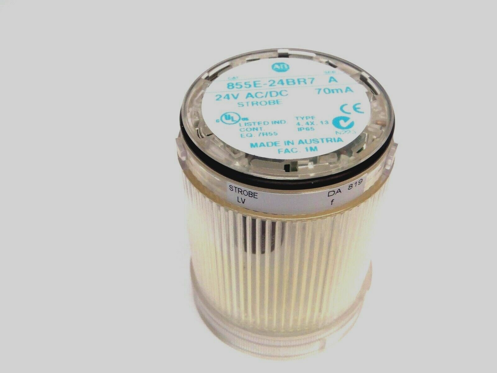 Allen Bradley 855E-24BR7 Ser A Clear Strobe Light Stack 50mm 24V AC/DC 70mA - Maverick Industrial Sales
