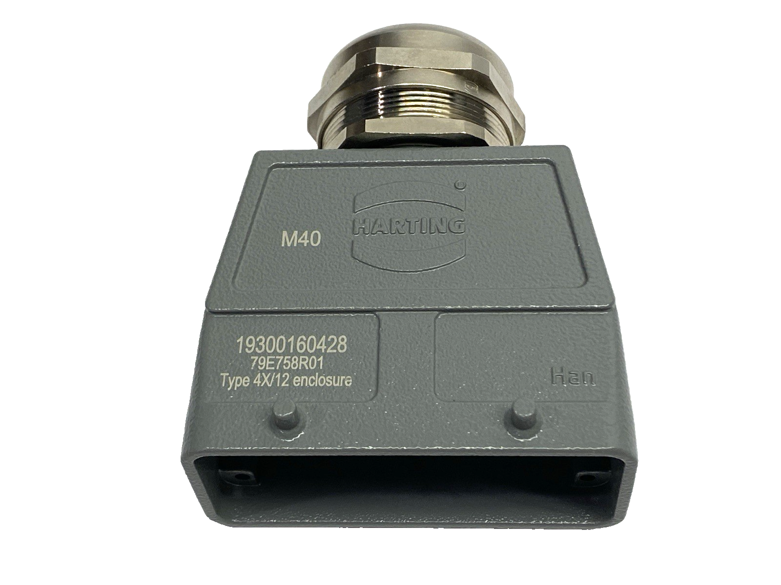 Harting 19300160428 Heavy Duty Connector Hood Top Entry Han B M40 w/ Cable Gland - Maverick Industrial Sales