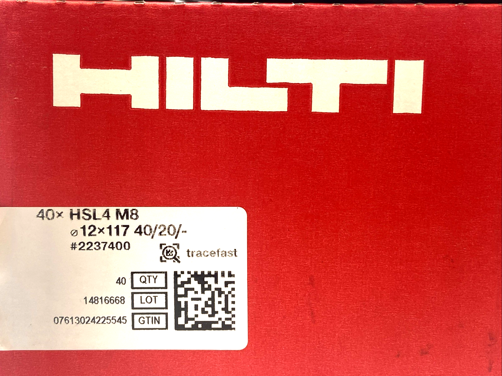2237400 | Hilti HSL4 M8 d12x117 40/20 Heavy Duty Wedge Anchor LOT OF 2 - New – Open box - Maverick Industrial Sales