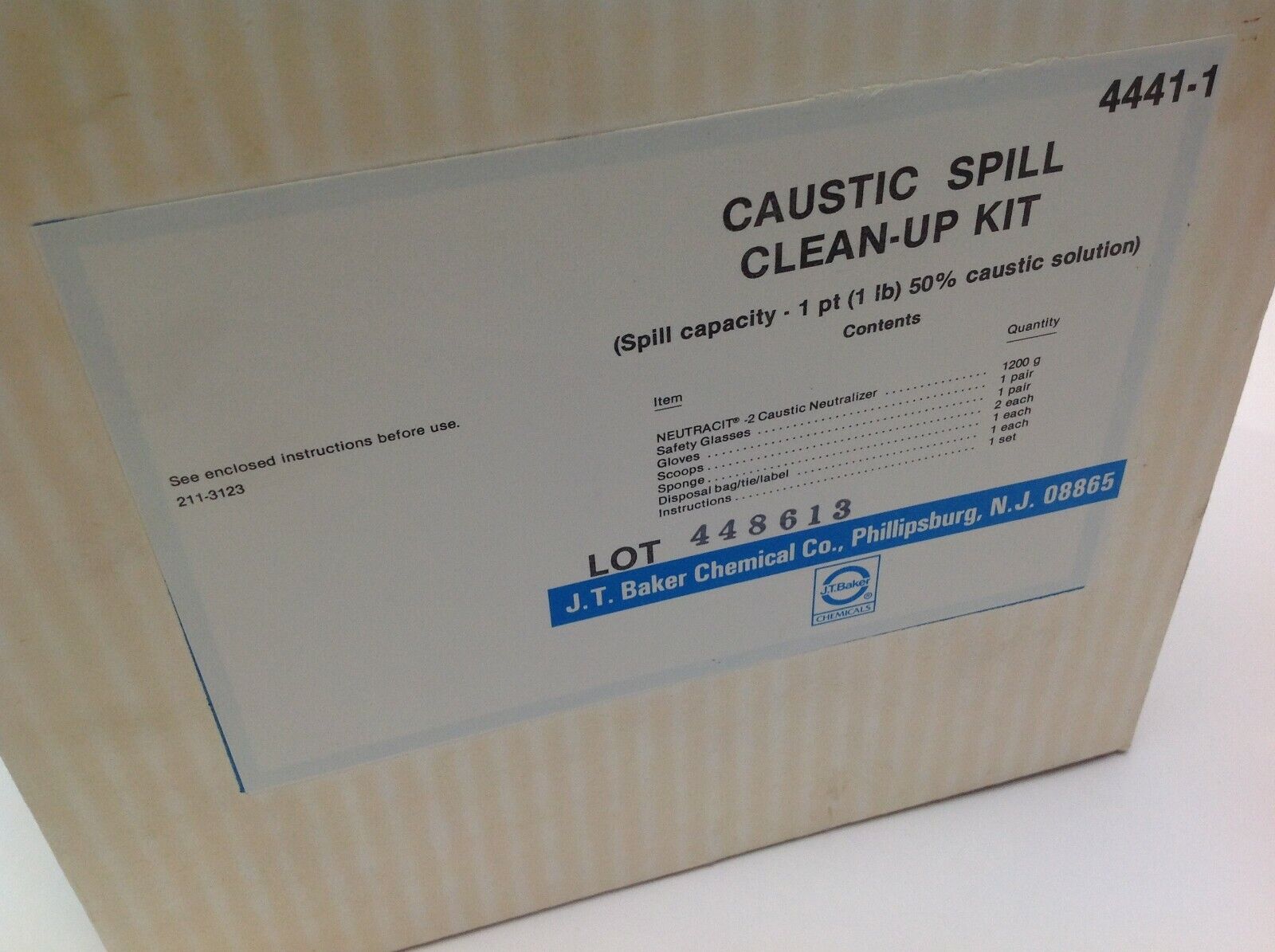 4441-1 | J.T. Baker Caustic Spill Clean-Up Kit - New Other - Maverick Industrial Sales