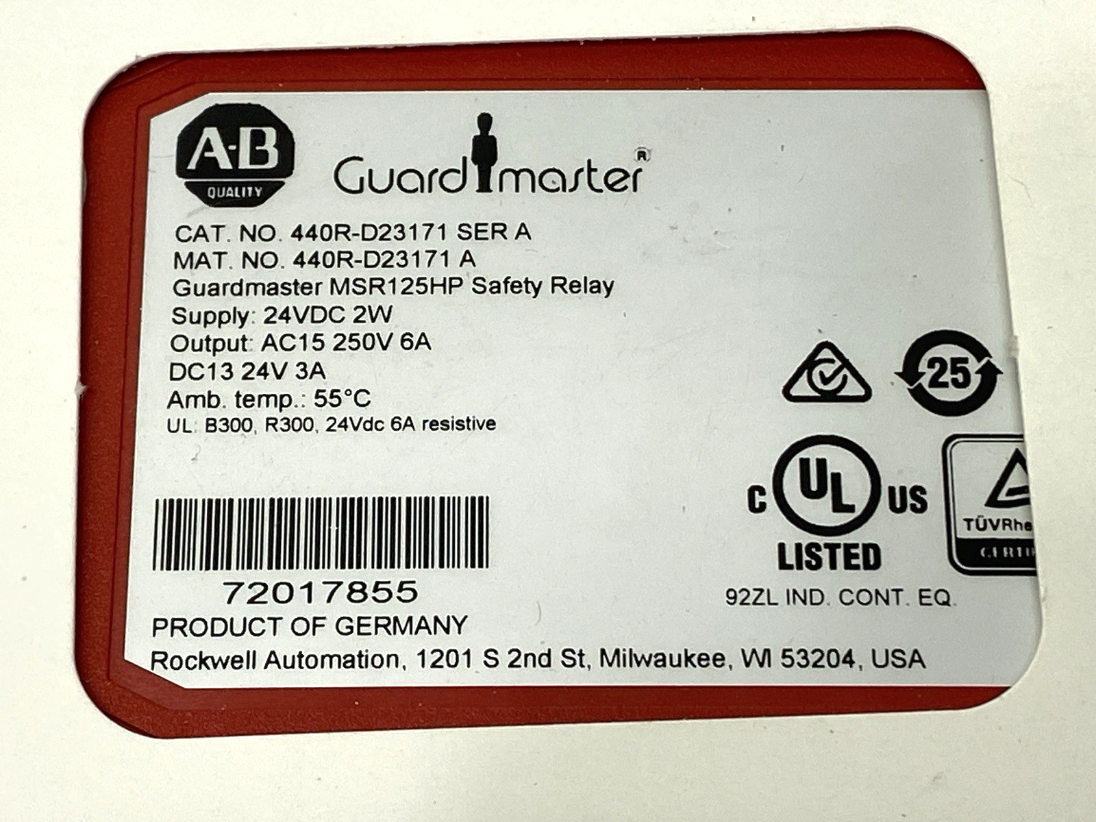 440R-D23171 | Allen Bradley Ser. A Guardmaster Safety Relay 24VDC - New - Maverick Industrial Sales