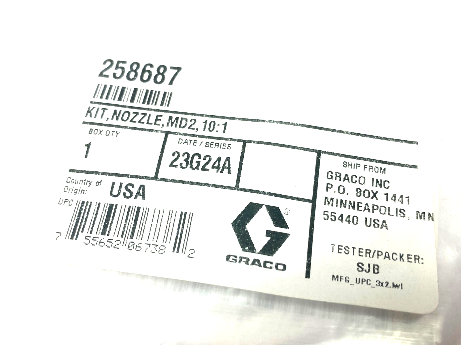 258687 | Graco Check Tip Kit, Nozzle, MD2, 10:1 - New - Maverick Industrial Sales