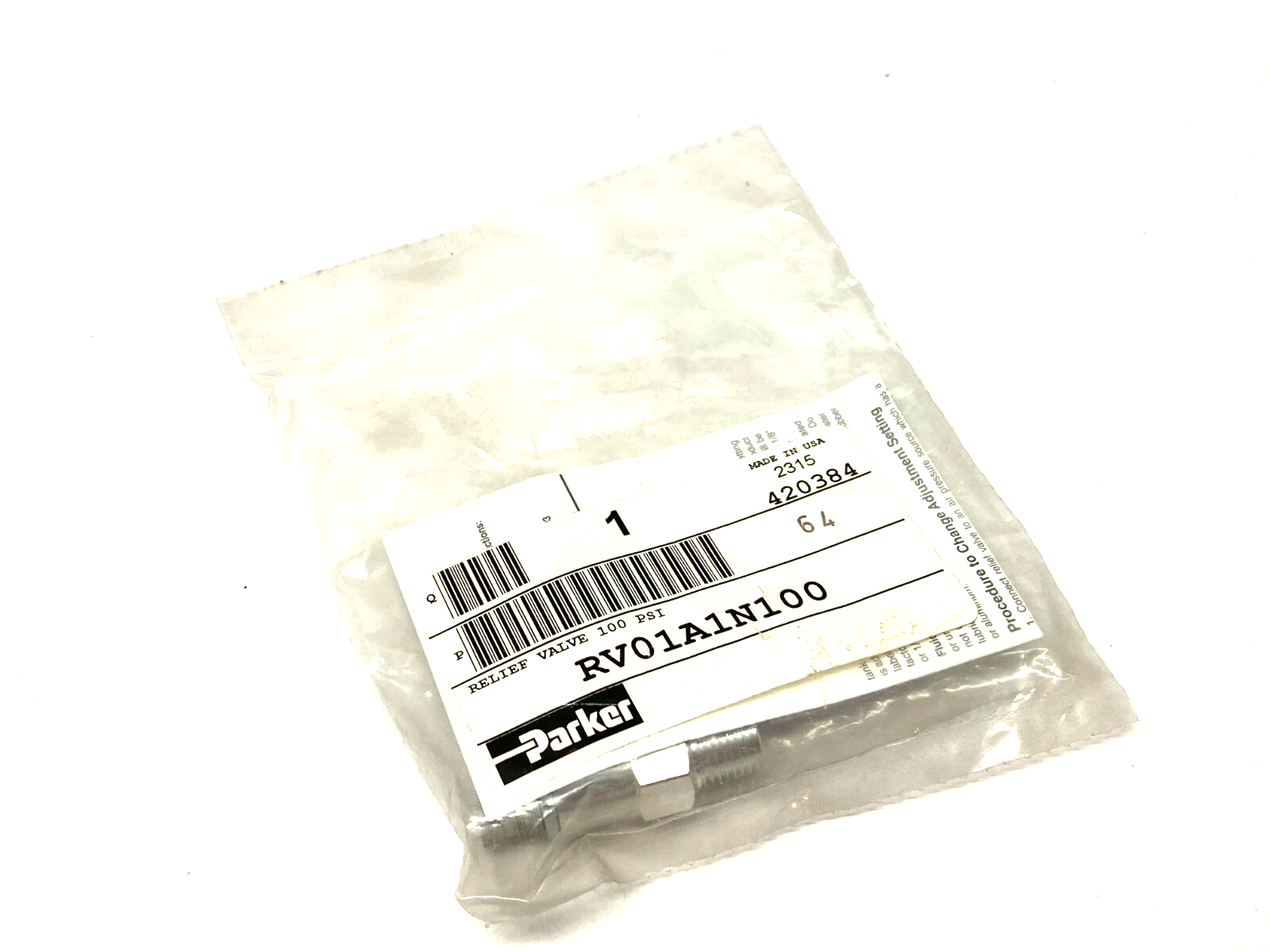 Parker RV01A1N100 Relief Valve 1/4" NPT 100psi - Maverick Industrial Sales