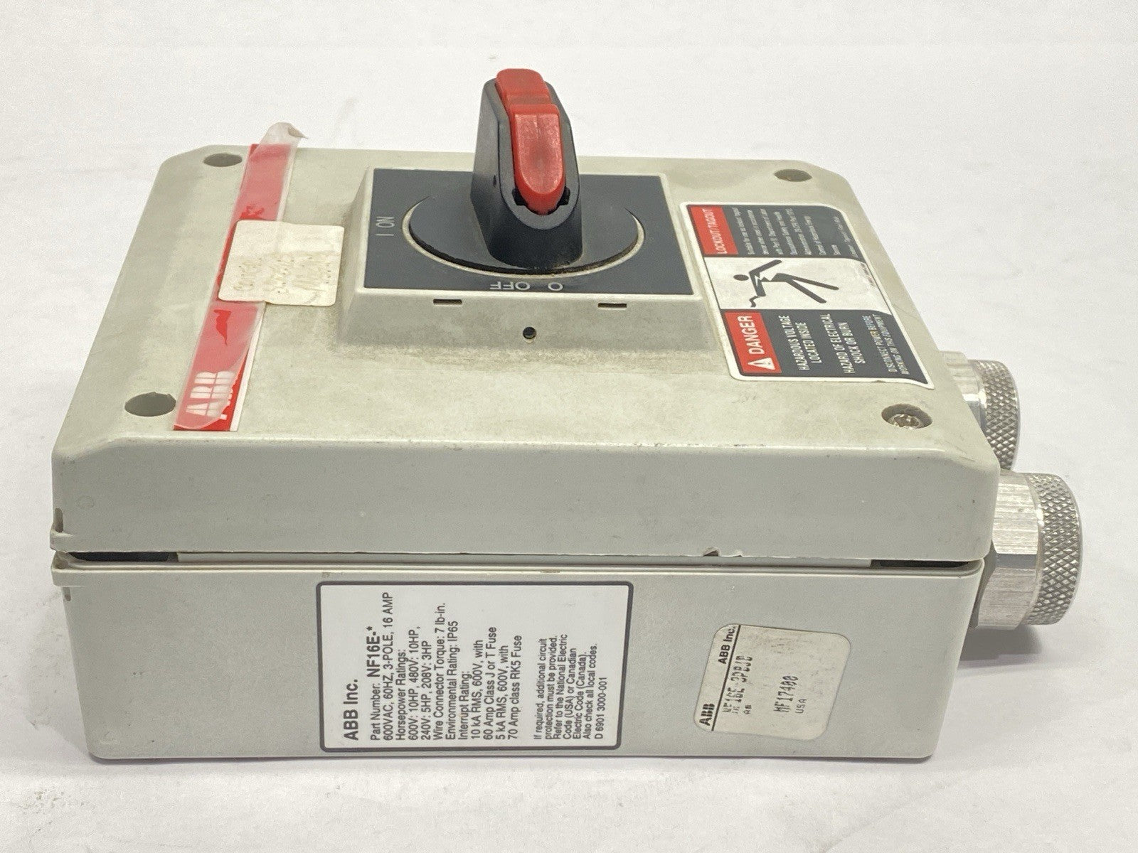 NF16E-3PBJB | ABB Enclosed Non-Fused Disconnect Switch 16A 3P 600VAC - Used - Maverick Industrial Sales
