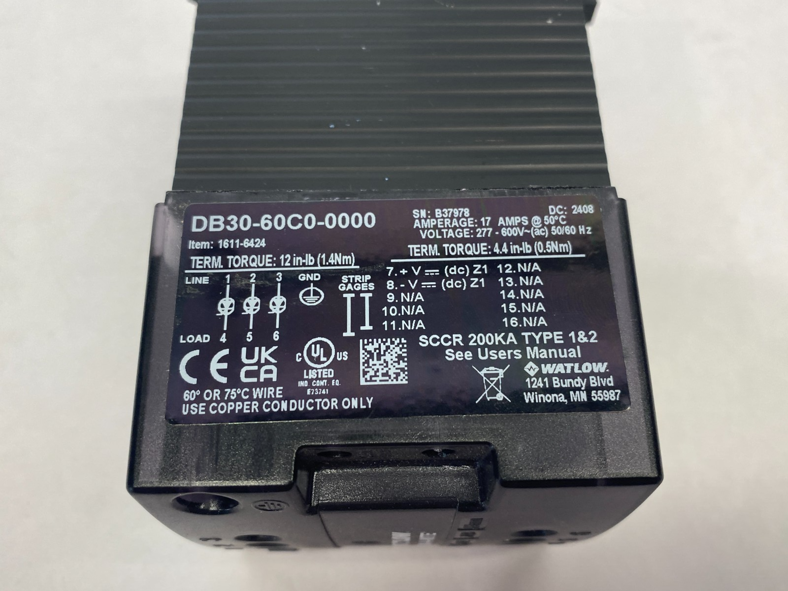 Watlow DB30-60C0-0000 DIN-a-Mite Solid-State Control Relay - Maverick Industrial Sales