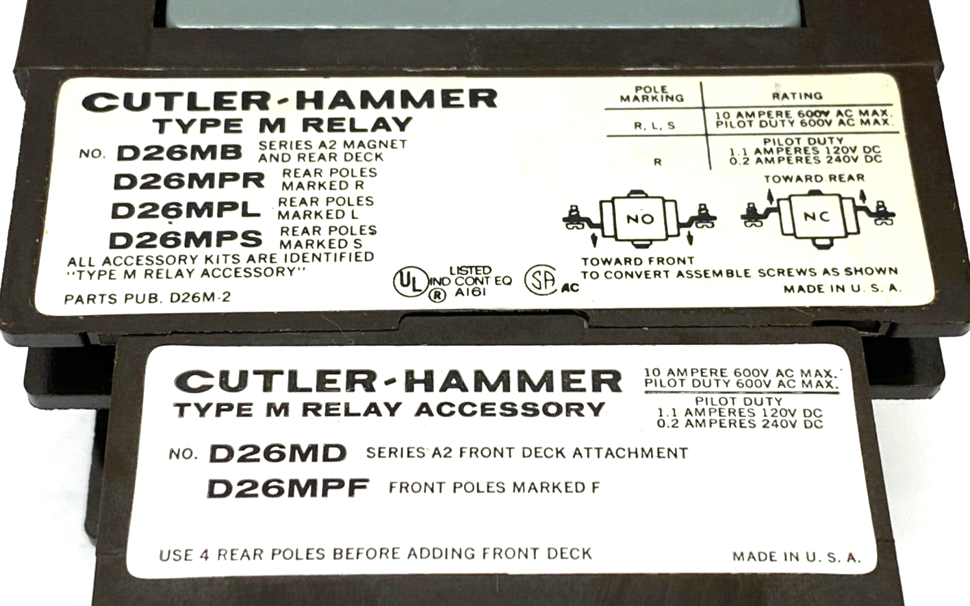 Cutler-Hammer D26MRD524B1 Type M Relay w/ Magnetic and Rear Deck - Maverick Industrial Sales