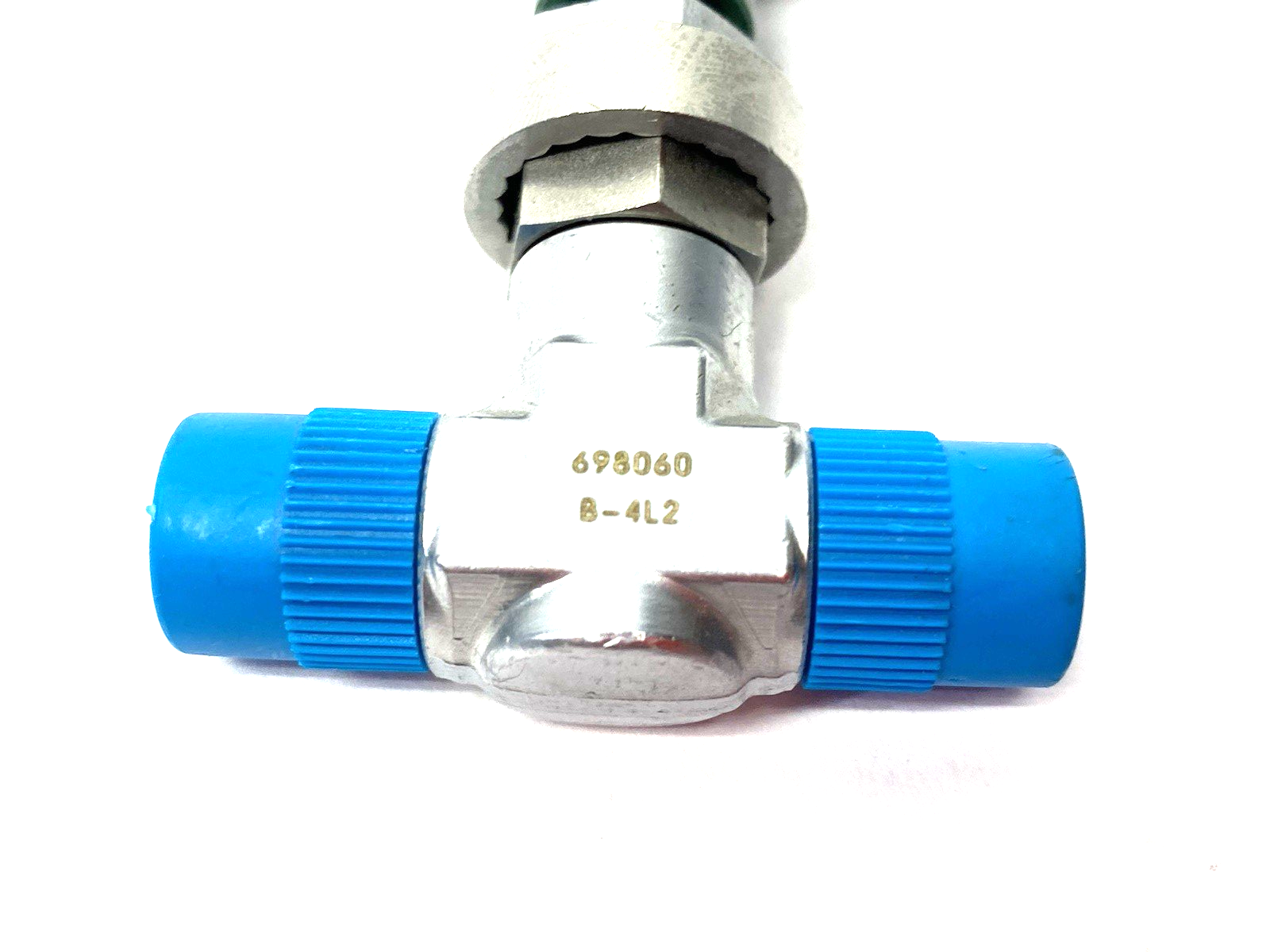 B-4L2 | Swagelok Chrome-Plated Brass Metering Valve, Green Knob, Knurled - New – Open box - Maverick Industrial Sales
