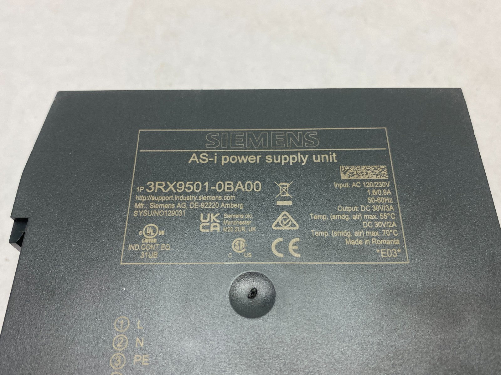 Siemens 3RX9501-0BA00 AS-i Power Supply Unit, AS-Interface 3A - Maverick Industrial Sales