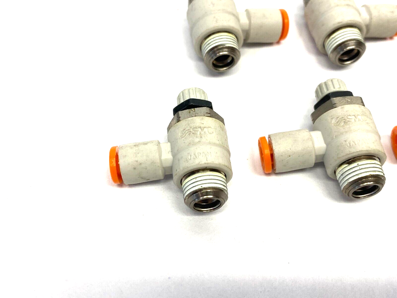 SMC AS2211F-01-03 Pneumatic Flow Control Elbow Fitting 5/32" OD Tube LOT OF 8 - Maverick Industrial Sales