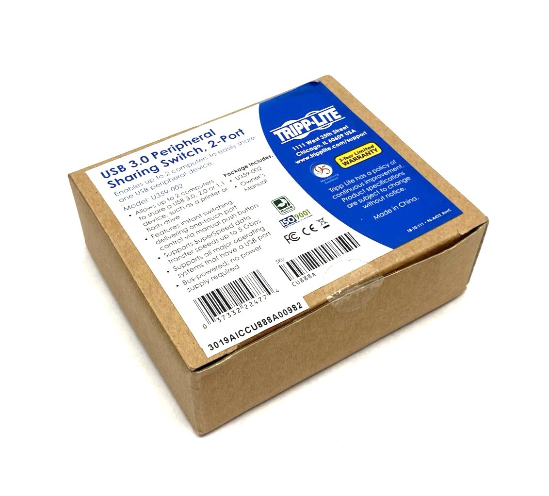 U359-002 | Tripp Lite USB 3.0 Gen 1 Peripheral Sharing Switch 2-Port - New - Maverick Industrial Sales