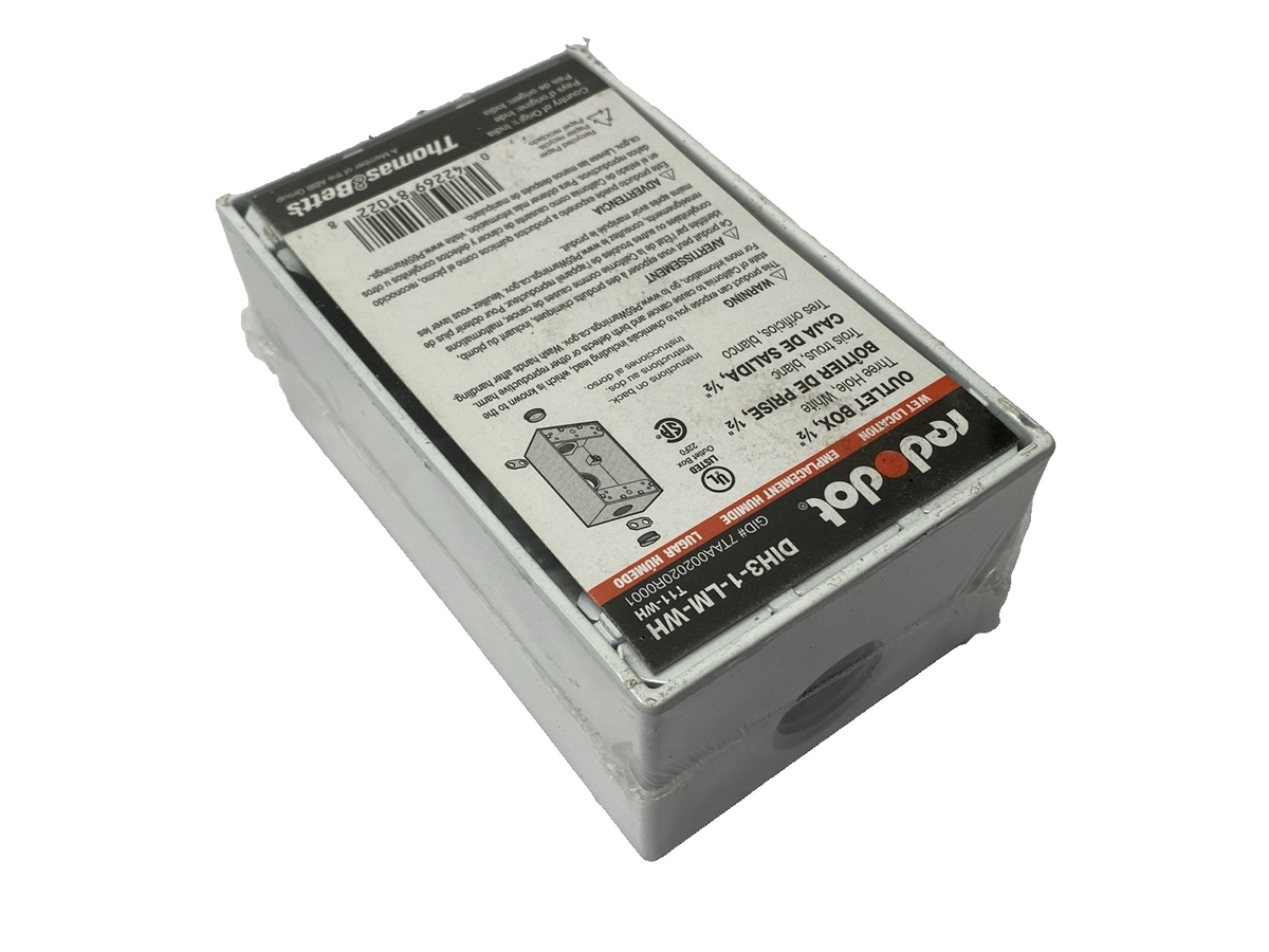Thomas & Betts DIH3-1-LM-WH White Outlet Box Three Hole 1/2" - Maverick Industrial Sales