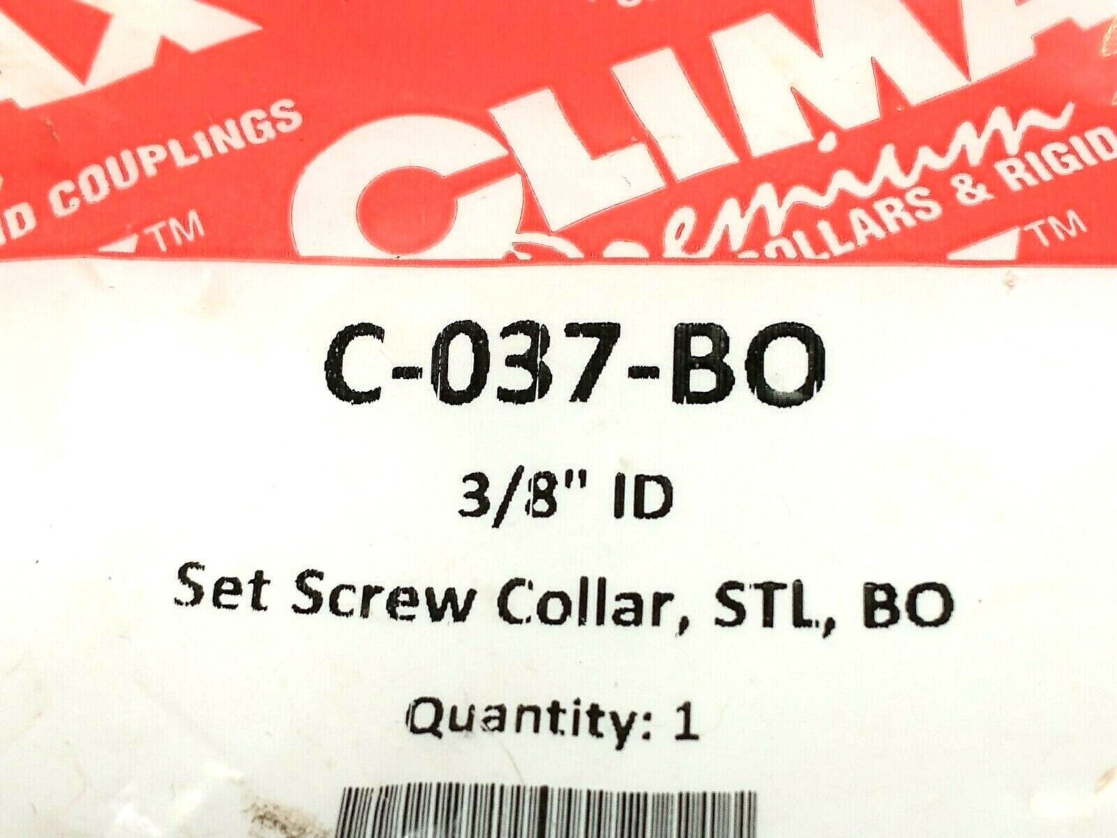 Climax C-037-BO Black Oxide Set Screw Shaft Collar 3/8" ID LOT OF 2 - Maverick Industrial Sales